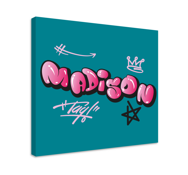 Pink cool bombing graffiti personalised canvas - TenStickers