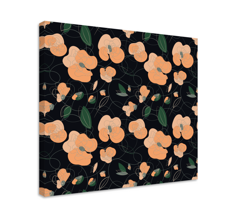 Dark vivid fauna y flora pattern flower canvas - TenStickers