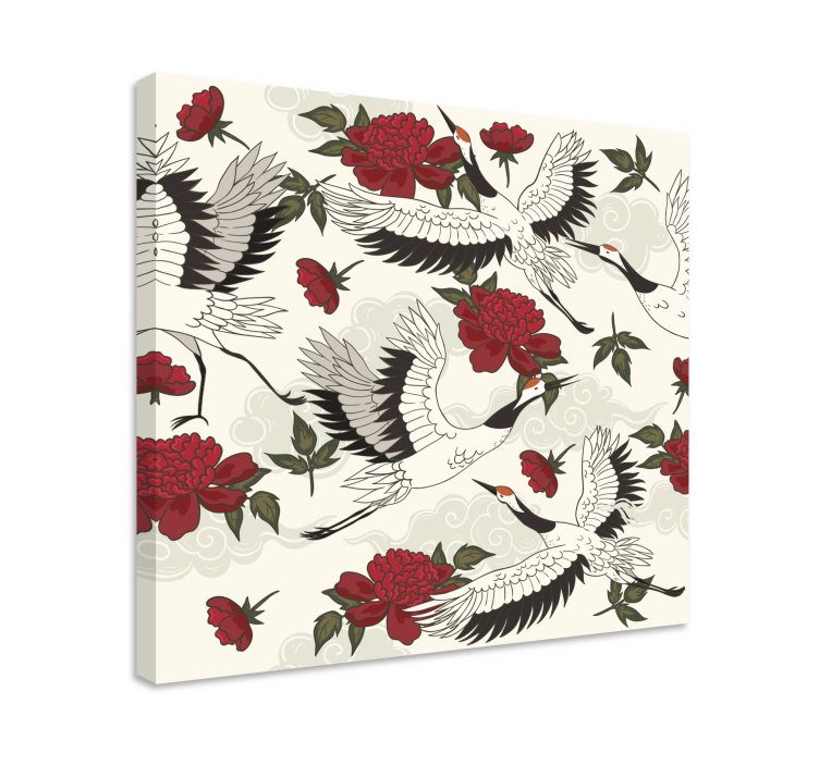 Mandala canvas cranes and blooms - TenStickers