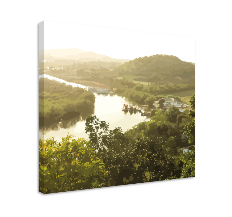 Serene river view landscape canvas - TenStickers