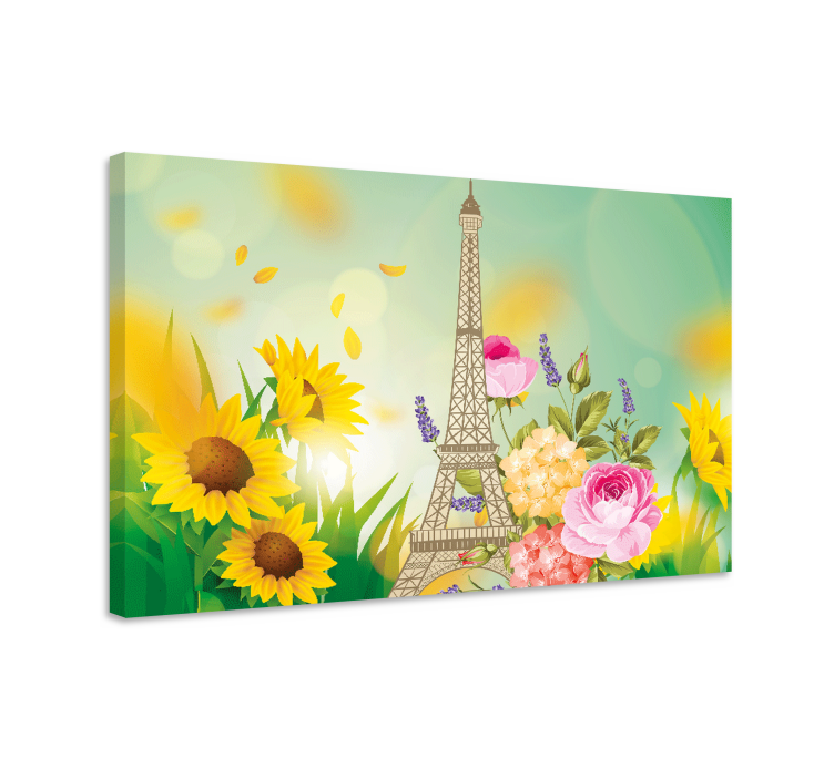 Flowers canvas eiffel tower bouquet - TenStickers