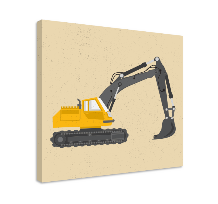 Yellow excavator drawing nursery canvas - TenStickers