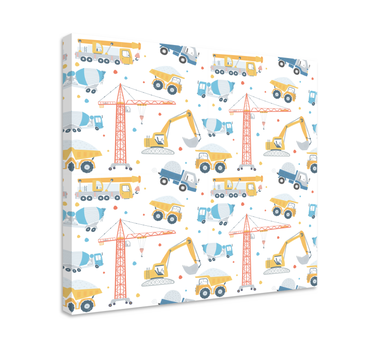 Pastel construction vehicles nursery canvas - TenStickers