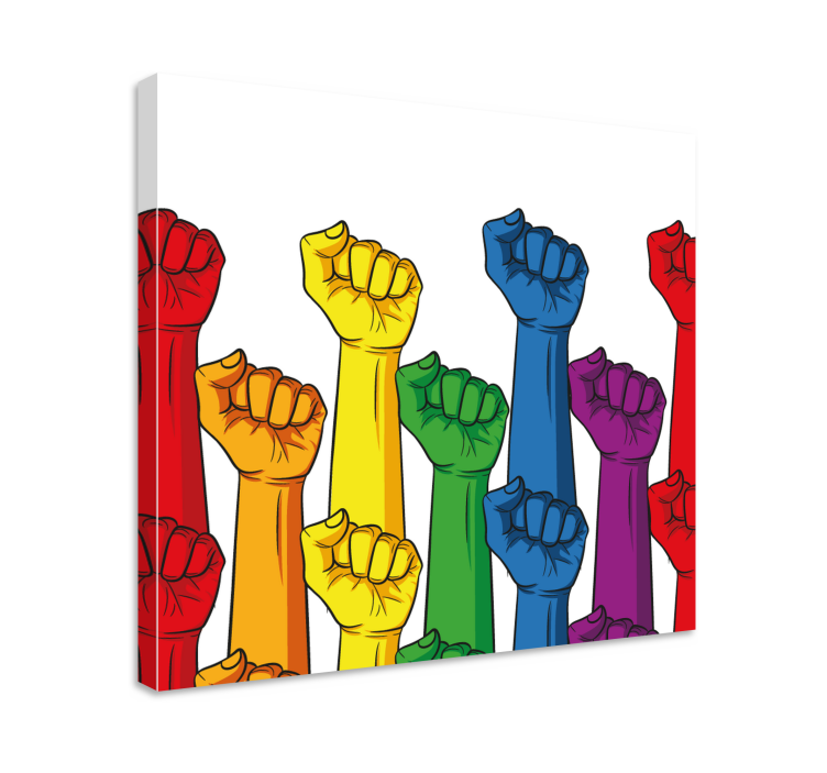 Quote canvas colorful raised fists artwork - TenStickers