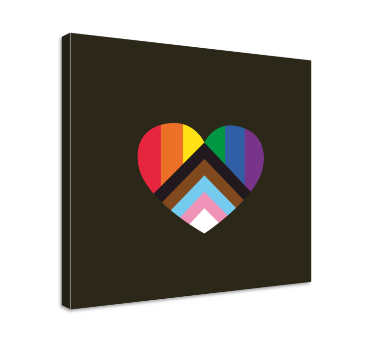Update pride flag heart shape home canvas print - TenStickers