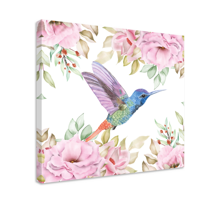 Hanging garden flowers with birds flower canvas - TenStickers