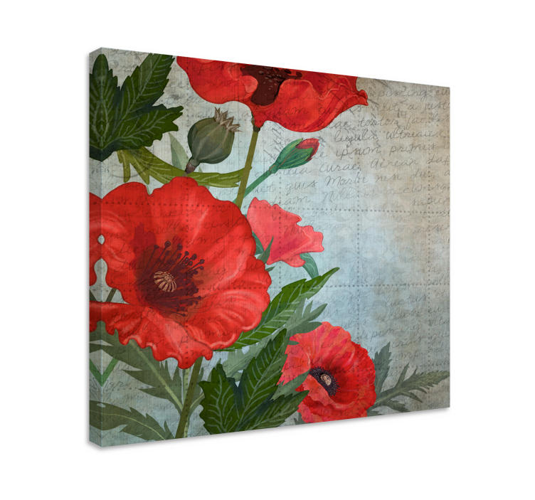 Flowers canvas lush red poppies - TenStickers