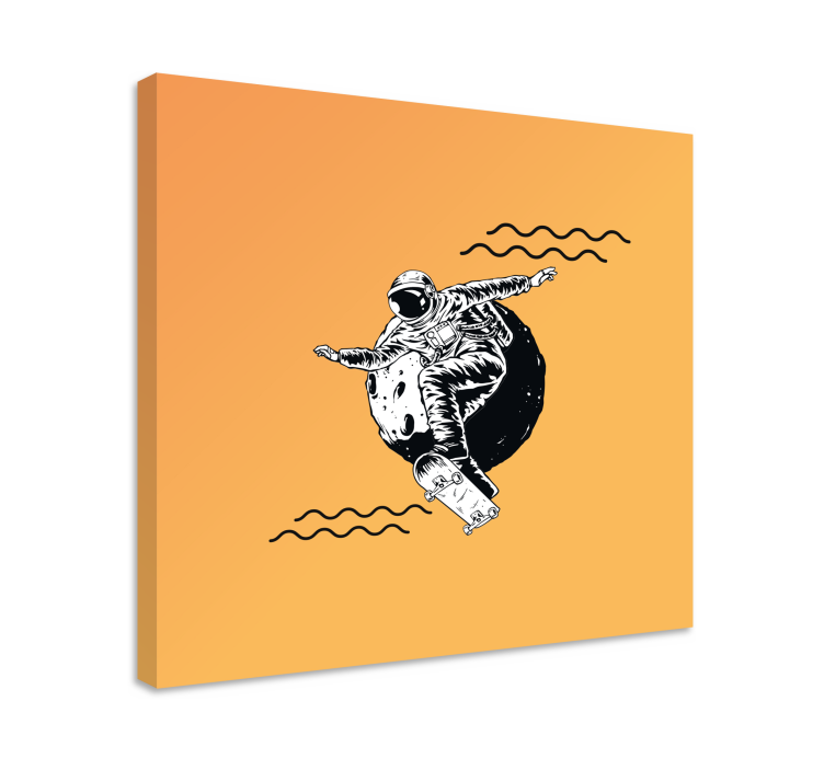 Gamer wall print cosmonaut skateboarding art - TenStickers