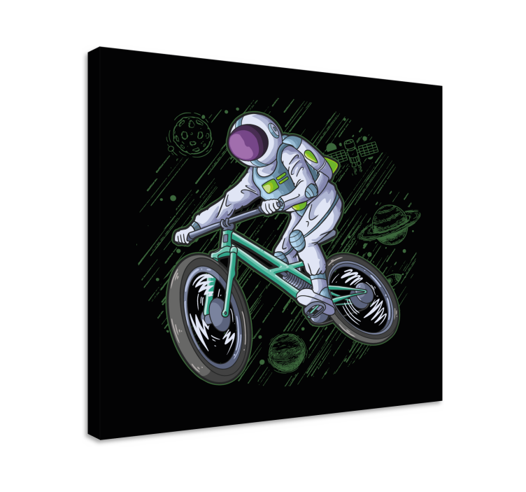 Gamer wall print astronaut riding a bicycle - TenStickers