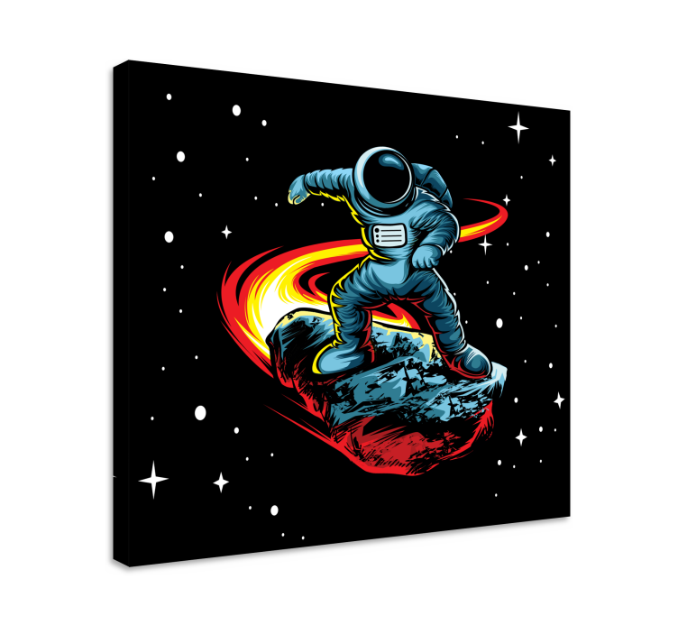 Gamer wall print astronaut surfing asteroid - TenStickers