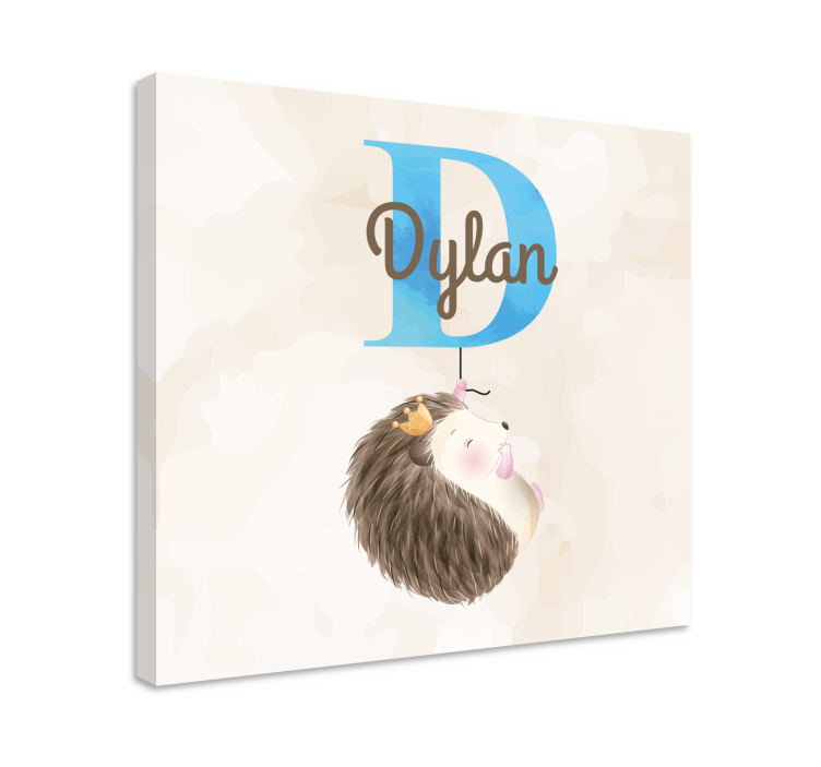 Cute animals hedgehog with personalised canvas - TenStickers