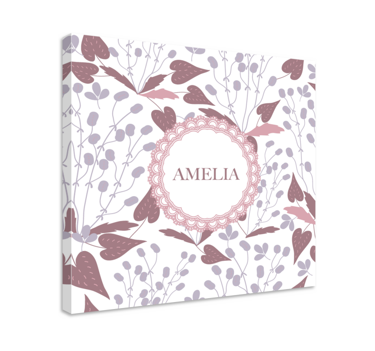 Flowers canvas with personalized name design - TenStickers