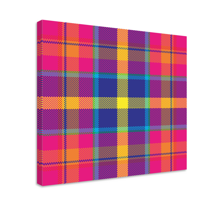 Geometric canvas with colorful checkered design - TenStickers