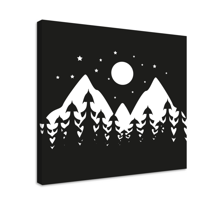 Mountains with pine trees and grass canvas - TenStickers