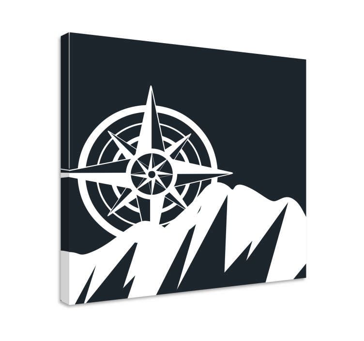 World map wall art compass and mountains print - TenStickers