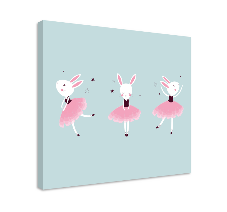 Rabbit ballerina in roses nursery canvas - TenStickers