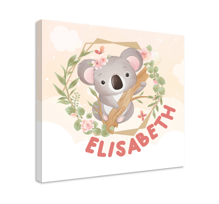 Cute animals koala with name  canvas - TenStickers