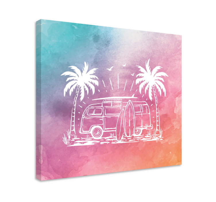 Colorful hippie bus abstract style retro canvas - TenStickers