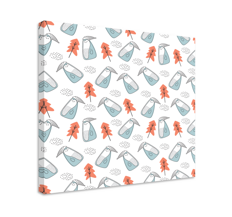 Floral canvas wall art with adorable animal design - TenStickers