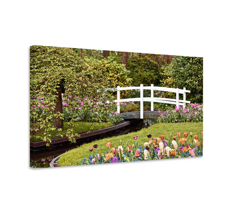 "Cottagecore" green bridge landscape canvas - TenStickers