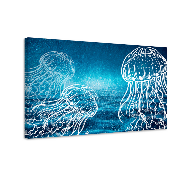 Nautical canvas art jellyfish ocean life decor - TenStickers