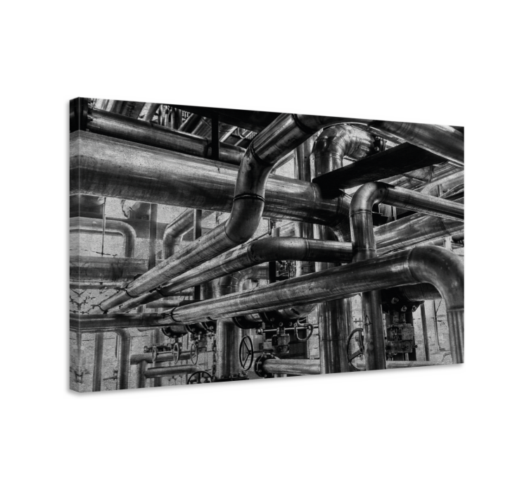 Industrial concrete wall pipes modern canvas - TenStickers
