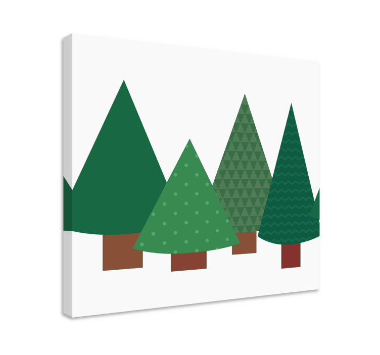 Tree canvas wall art stylized green trees - TenStickers
