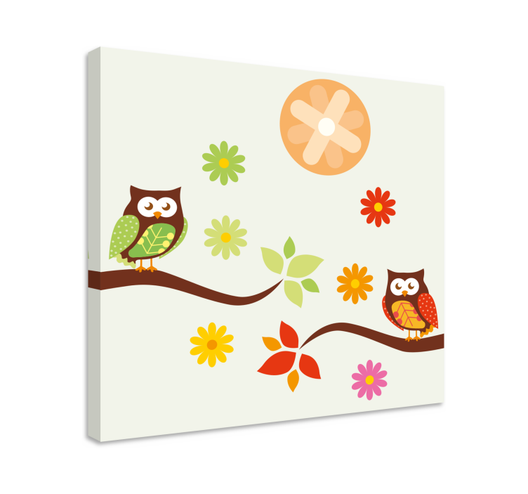 Animal canvas wall art owl family joy - TenStickers