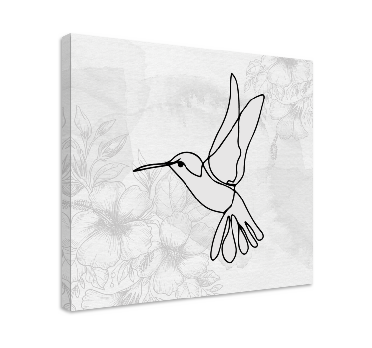Bird canvas wall art elegant hummingbird outline - TenStickers