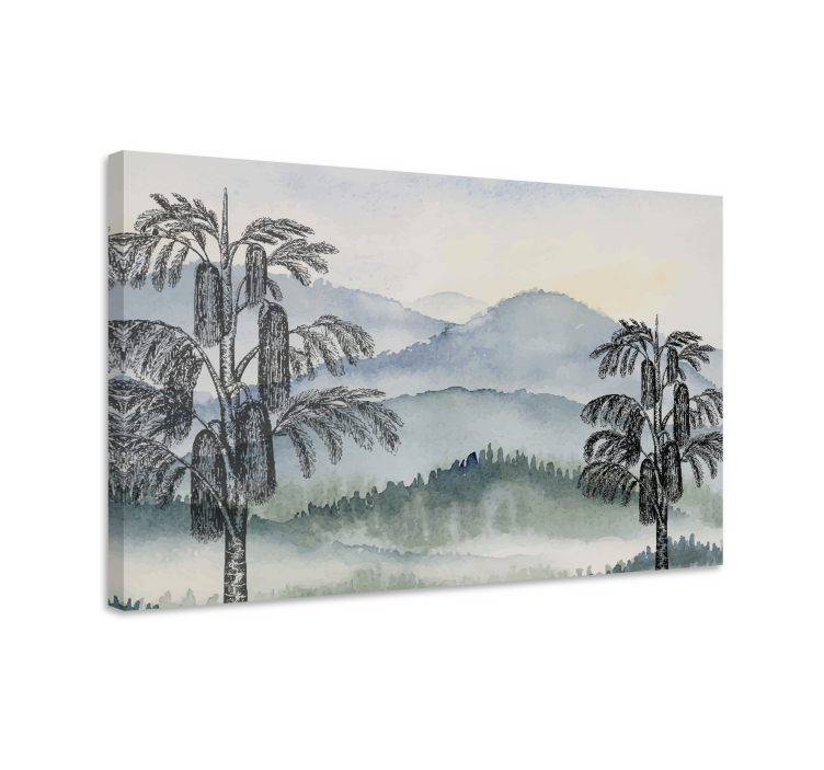 Tree canvas wall art mountain landscape - TenStickers