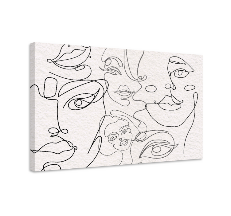 People canvas continuous line faces artwork - TenStickers