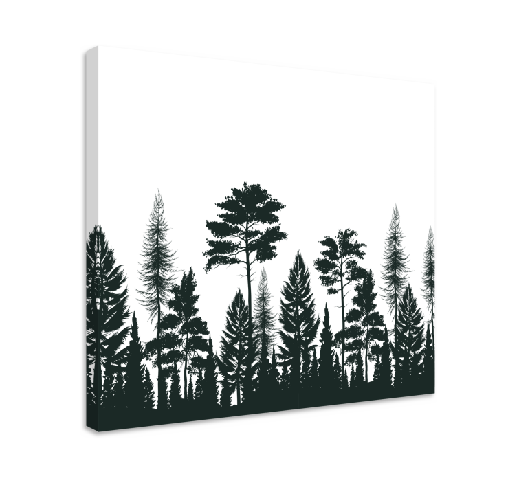 Silhouette of evergreens tree canvas wall art - TenStickers