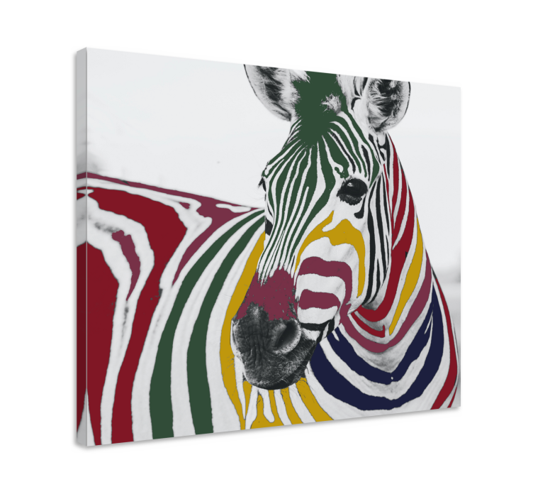 Colorful zebra painting art modern canvas - TenStickers