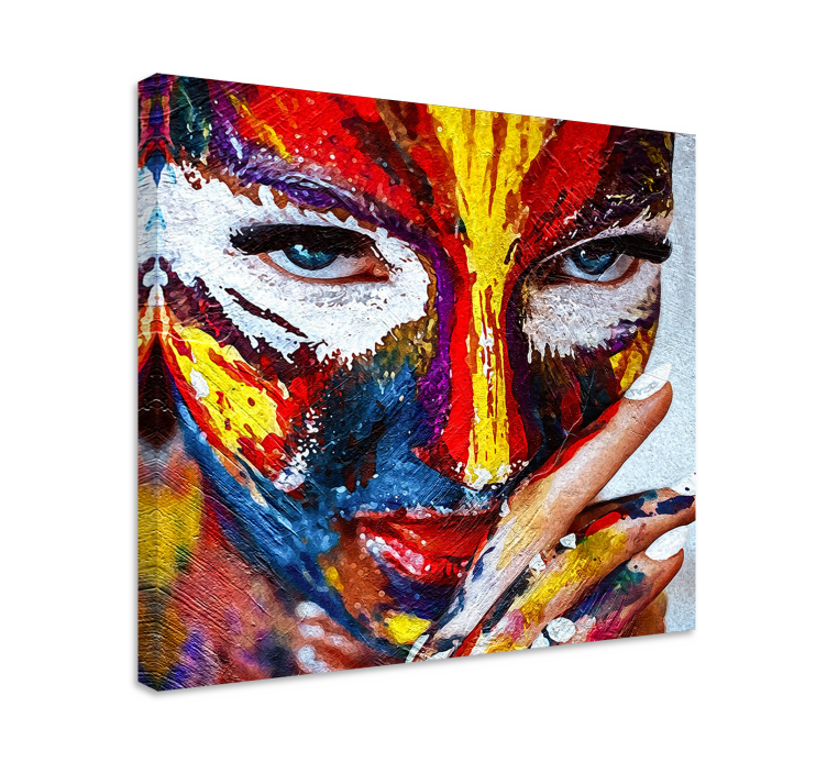 People canvas colorful face artwork - TenStickers