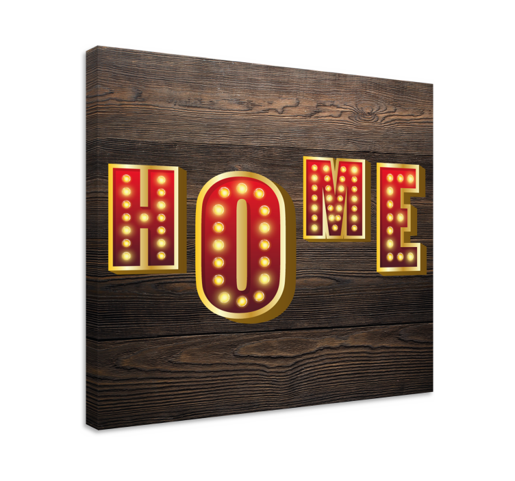 "Home" neon text quote canvas - TenStickers