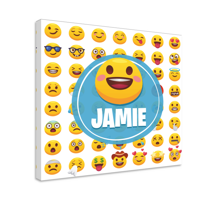Emojis with name personalized canvas - TenStickers