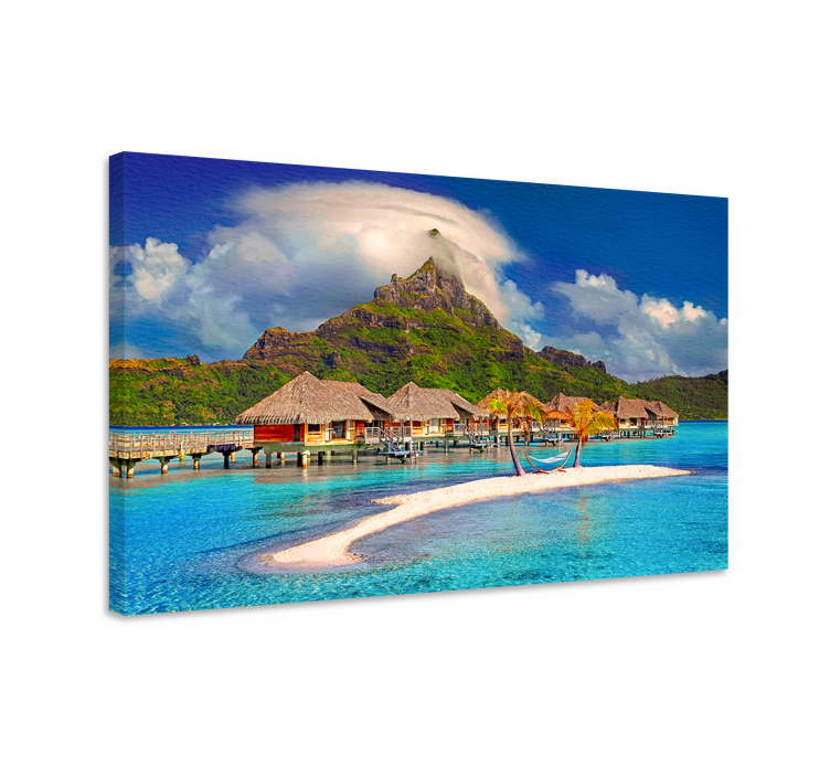 Cottages on the beach landscape canvas - TenStickers