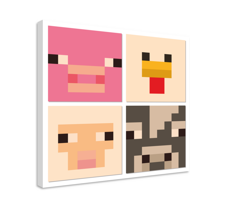 pixel art animal faces gamer wall print - TenStickers