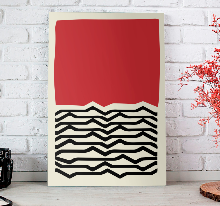Abstract wall art 1 red wavy lines - TenStickers