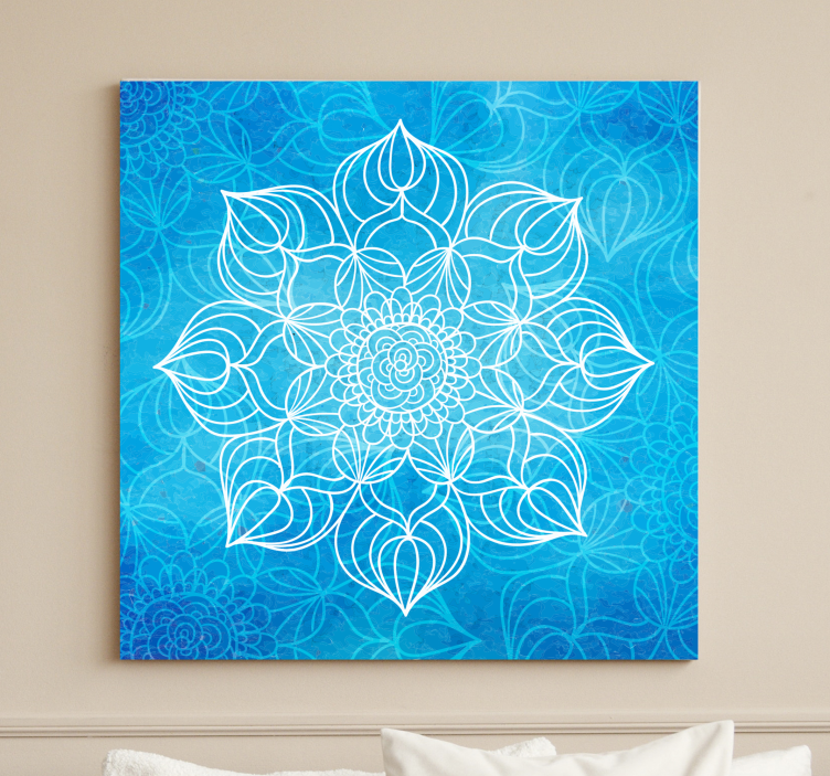 Blue paint splash mandala canvas wall art - TenStickers