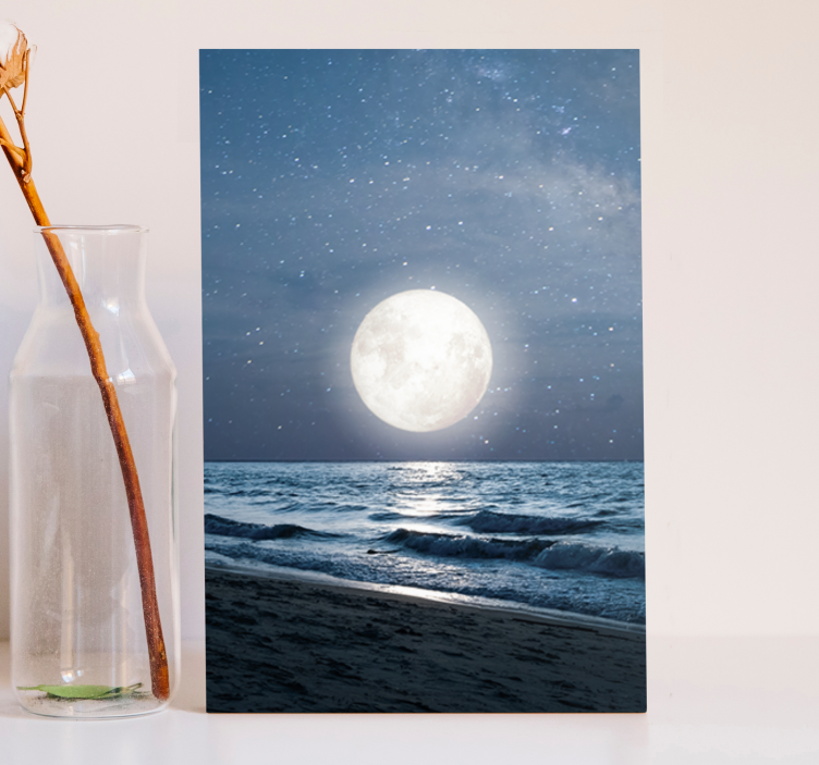 Beautiful moonlight  full moon landscape canvas - TenStickers