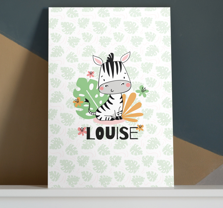 Beautiful Zebra for kids personalised canvas - TenStickers