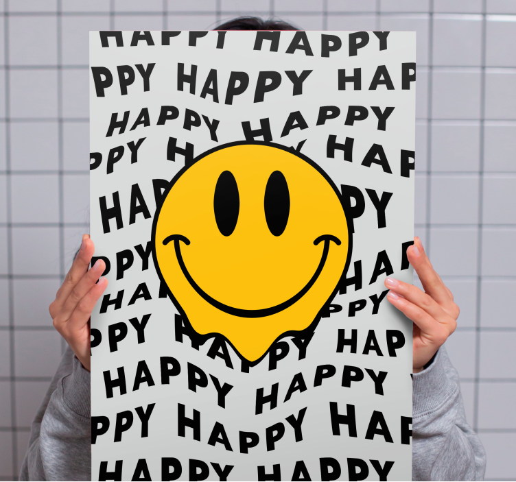 Big smiley happy face retro canvas - TenStickers