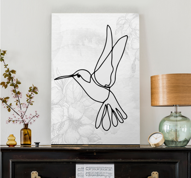 Bird canvas wall art elegant hummingbird outline - TenStickers
