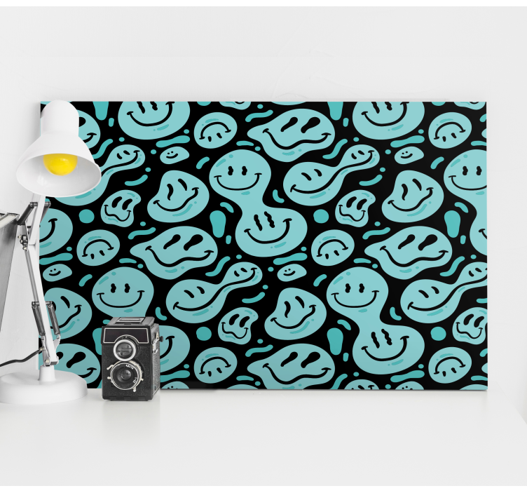 Black and blue distorted smile home canvas - TenStickers
