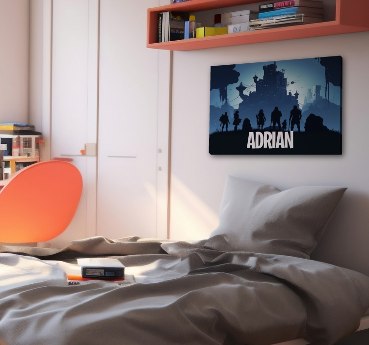 Blue epic castle gamer wall print - TenStickers