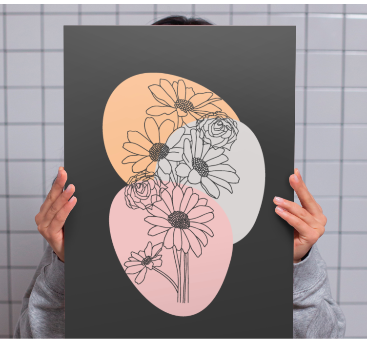 Bouquet sunflowers line art flower canvas - TenStickers