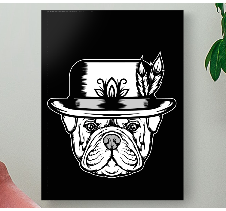 bulldog on black background dog canvas prints - TenStickers