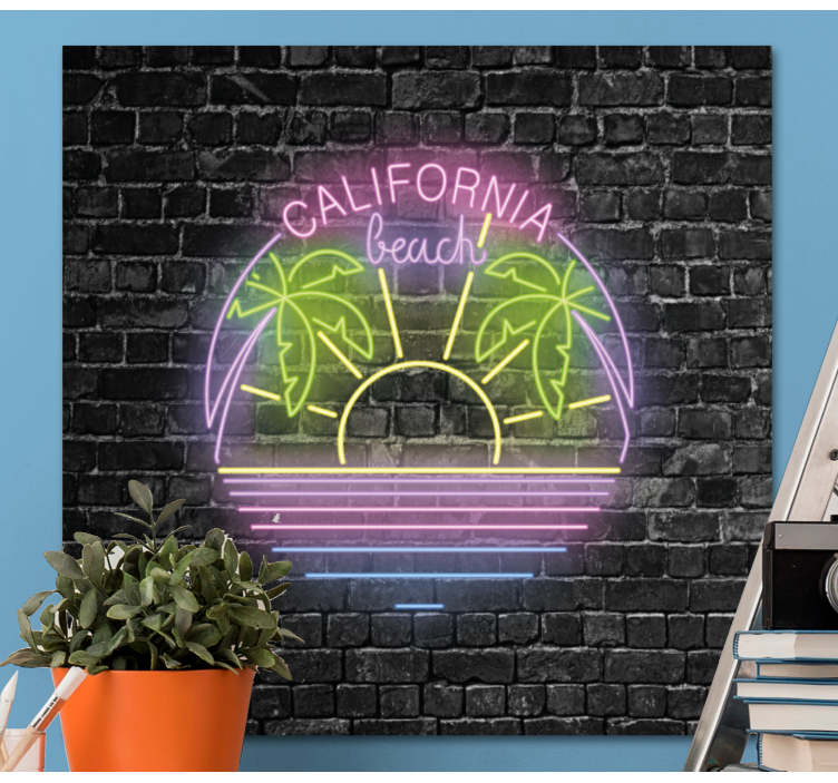 California beach neon text canvas pictures - TenStickers