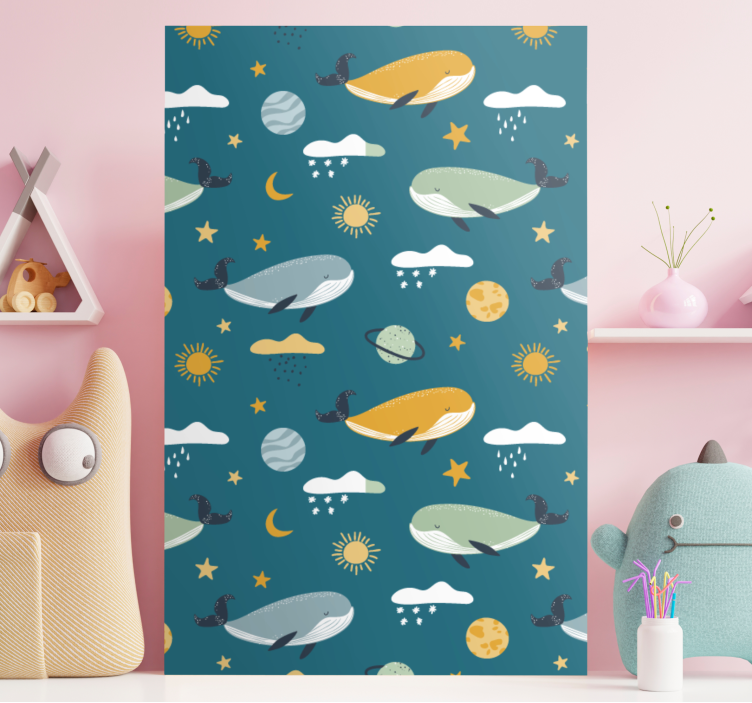 Canvas art whales in space - TenStickers